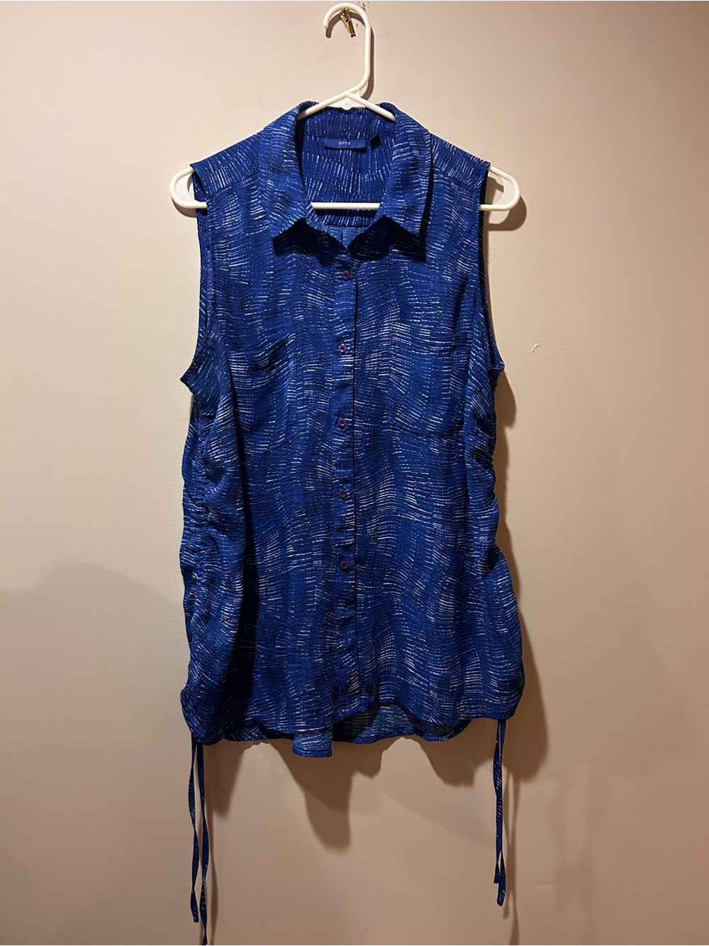 Apt 9 Side Ruched Sleeveless Blue XL Boho Festival 90s Going Out Top Date Night